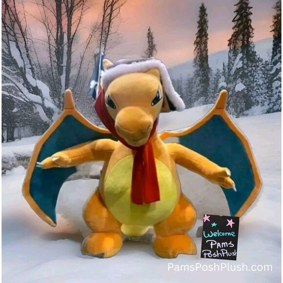 Build A Bear Giant CHARIZARD 2ft Pokemon Plush, Hat, Scarf Jumbo Nintendo - Picture 12 of 12